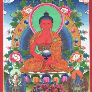amitabha buddha with attendants thangka – high quality tibetan buddhist art print