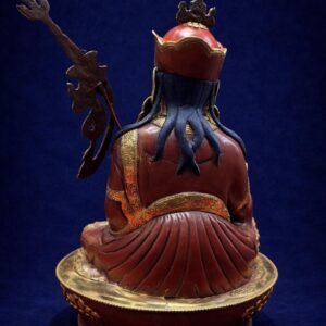 handcrafted guru rinpoche copper statue – 24k gold gilded padmasambhava buddhist statue (33cm)