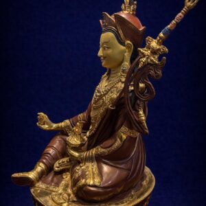 handcrafted guru rinpoche copper statue – 24k gold gilded padmasambhava buddhist statue (33cm)