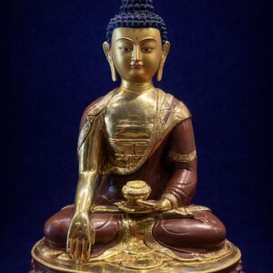 handcrafted guru rinpoche copper statue – 24k gold gilded padmasambhava buddhist statue (33cm)