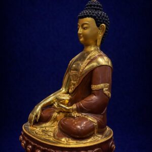 handcrafted guru rinpoche copper statue – 24k gold gilded padmasambhava buddhist statue (33cm)