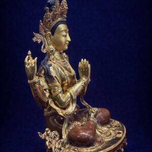 handcrafted guru rinpoche copper statue – 24k gold gilded padmasambhava buddhist statue (33cm)