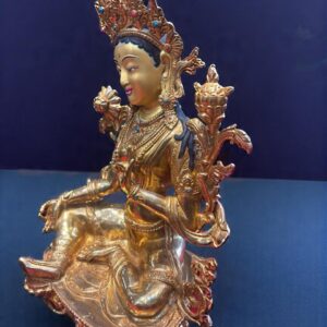 handcrafted guru rinpoche copper statue – 24k gold gilded padmasambhava buddhist statue (33cm)