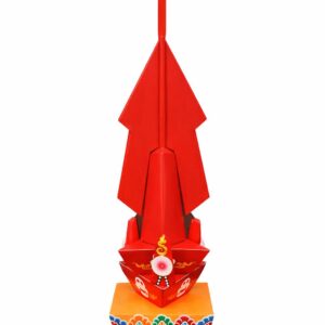 Hand-painted wooden Wrathful Dakini Throma Nagmo torma for Vajrayana ritual practice