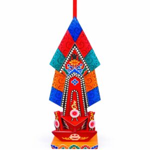 Hand-painted wooden Wrathful Dakini Throma Nagmo torma for Vajrayana ritual practice