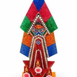 Hand-painted wooden Wrathful Dakini Throma Nagmo torma for Vajrayana ritual practice