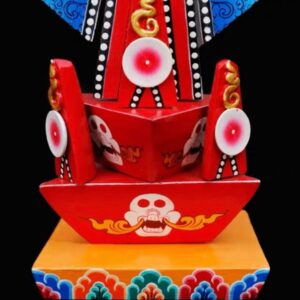 Hand-painted wooden Wrathful Dakini Throma Nagmo torma for Vajrayana ritual practice